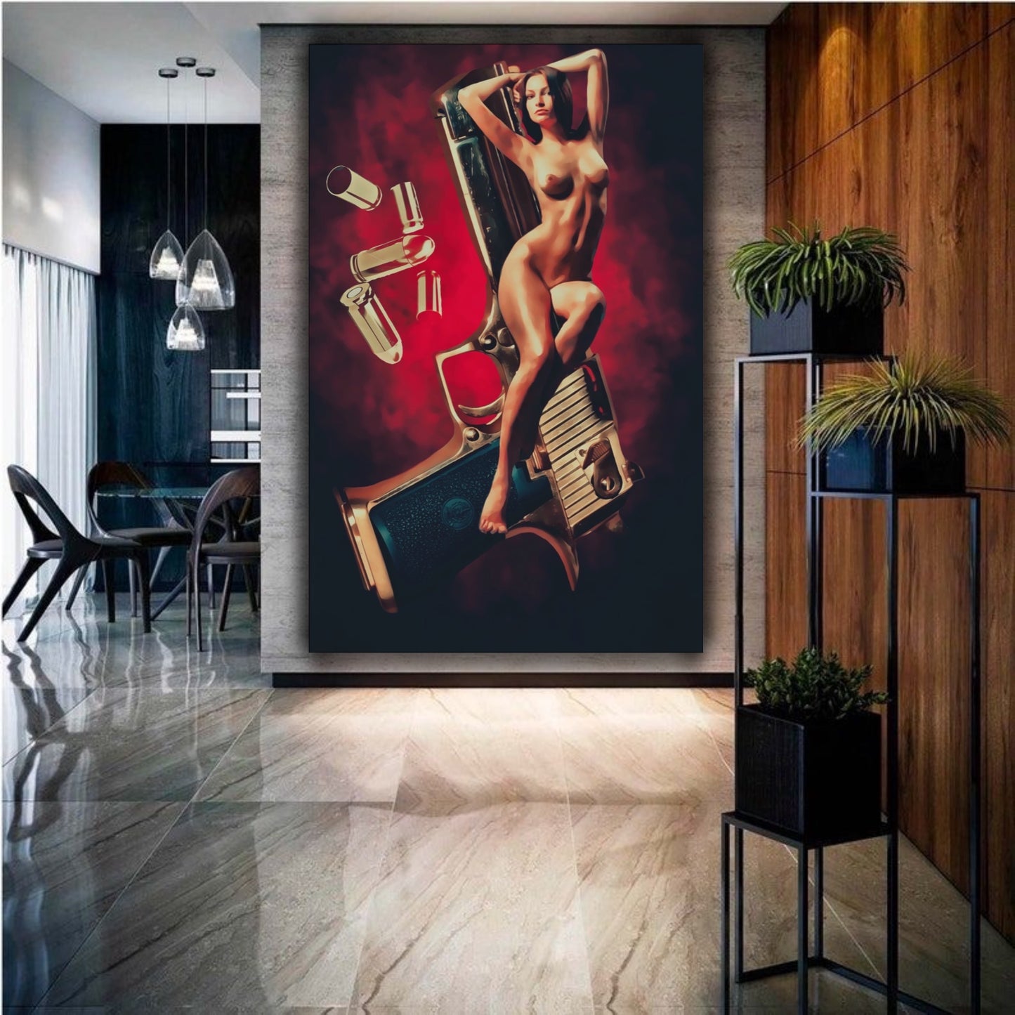 Modern gun girl artwork - MEDUSSA SHOP