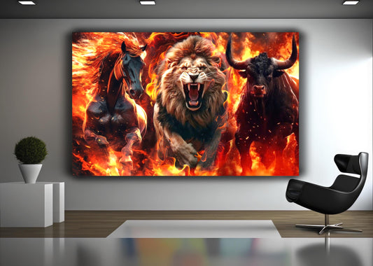 Fire, animal, horse lion, bull artwork - MEDUSSA SHOP