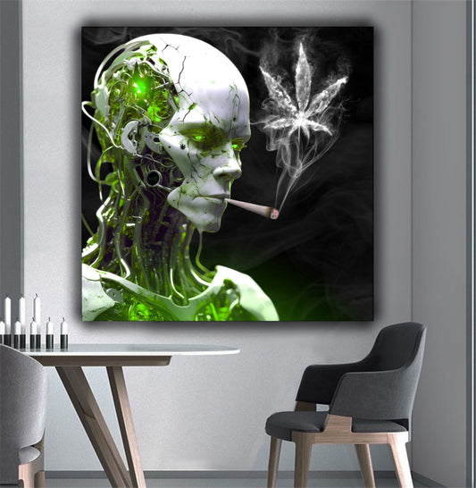 Robot smoke weed artwork - MEDUSSA SHOP