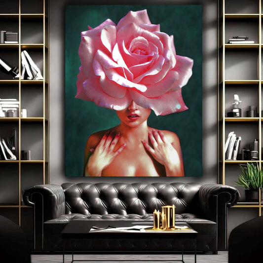 Surreal rose woman artwork - MEDUSSA SHOP