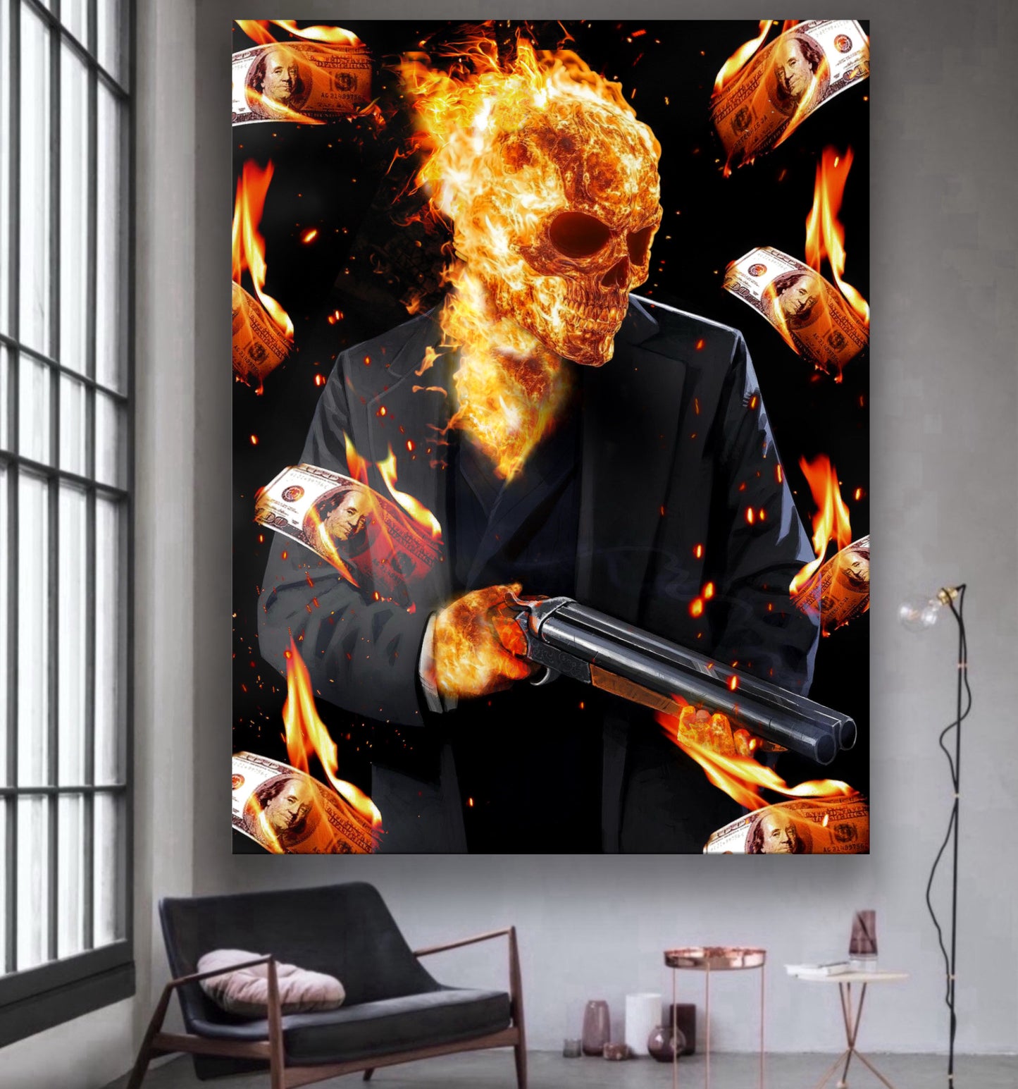 Fire skull mafia artwork