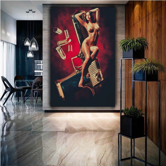Modern gun girl artwork - MEDUSSA SHOP